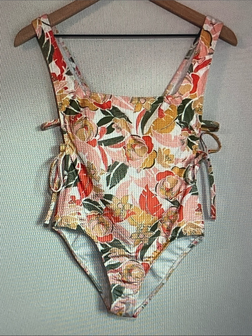 Hurley Pink Floral One-Piece Swimsuit with Yellow & Green Accents